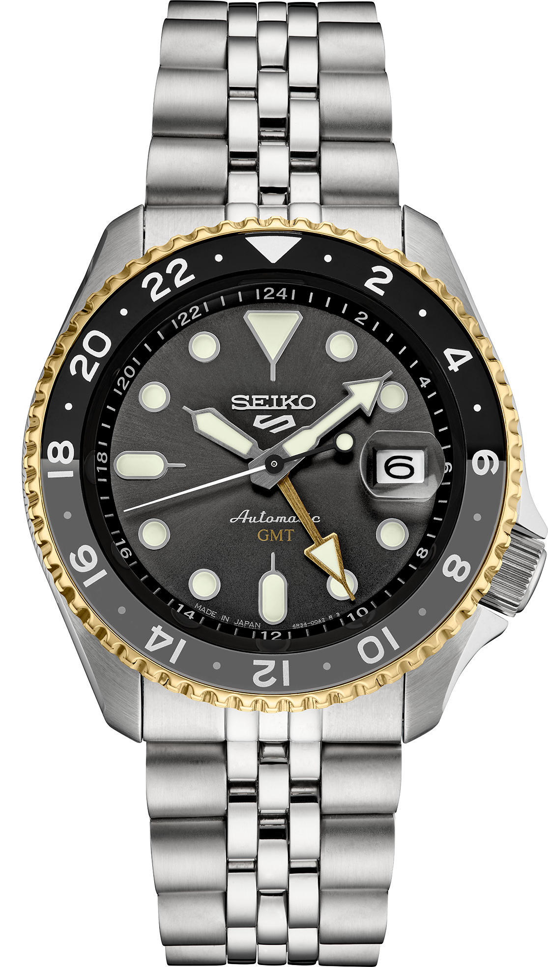 Seiko 5 Sports SSK021 GMT Black and Gold Automatic Watch | Skeie's