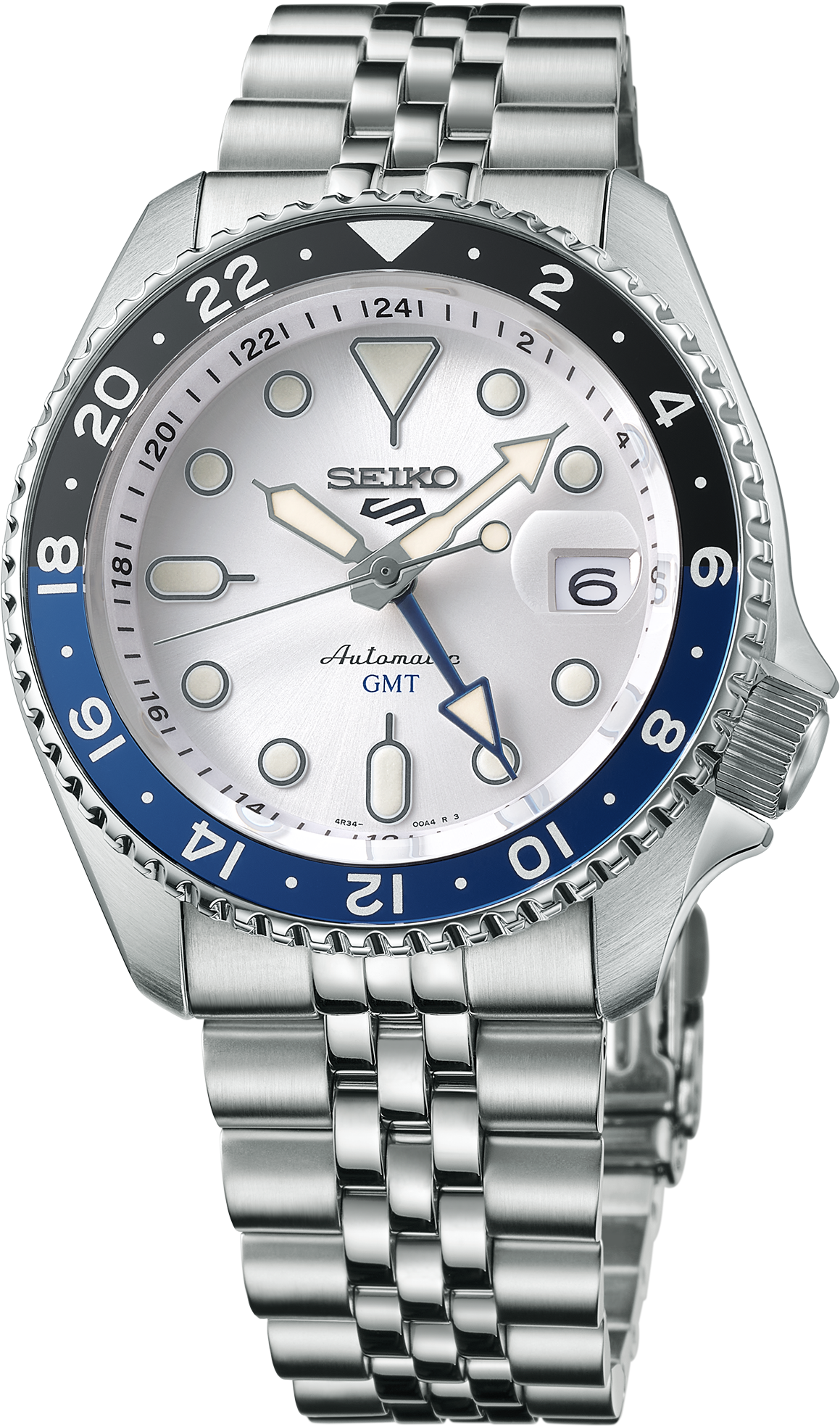 Seiko 5 Sports SSK033 GMT Blue Bezel White Dial GMT | Skeie's Jewelers