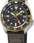 seiko ssk036 leather strap black dial gmt watch