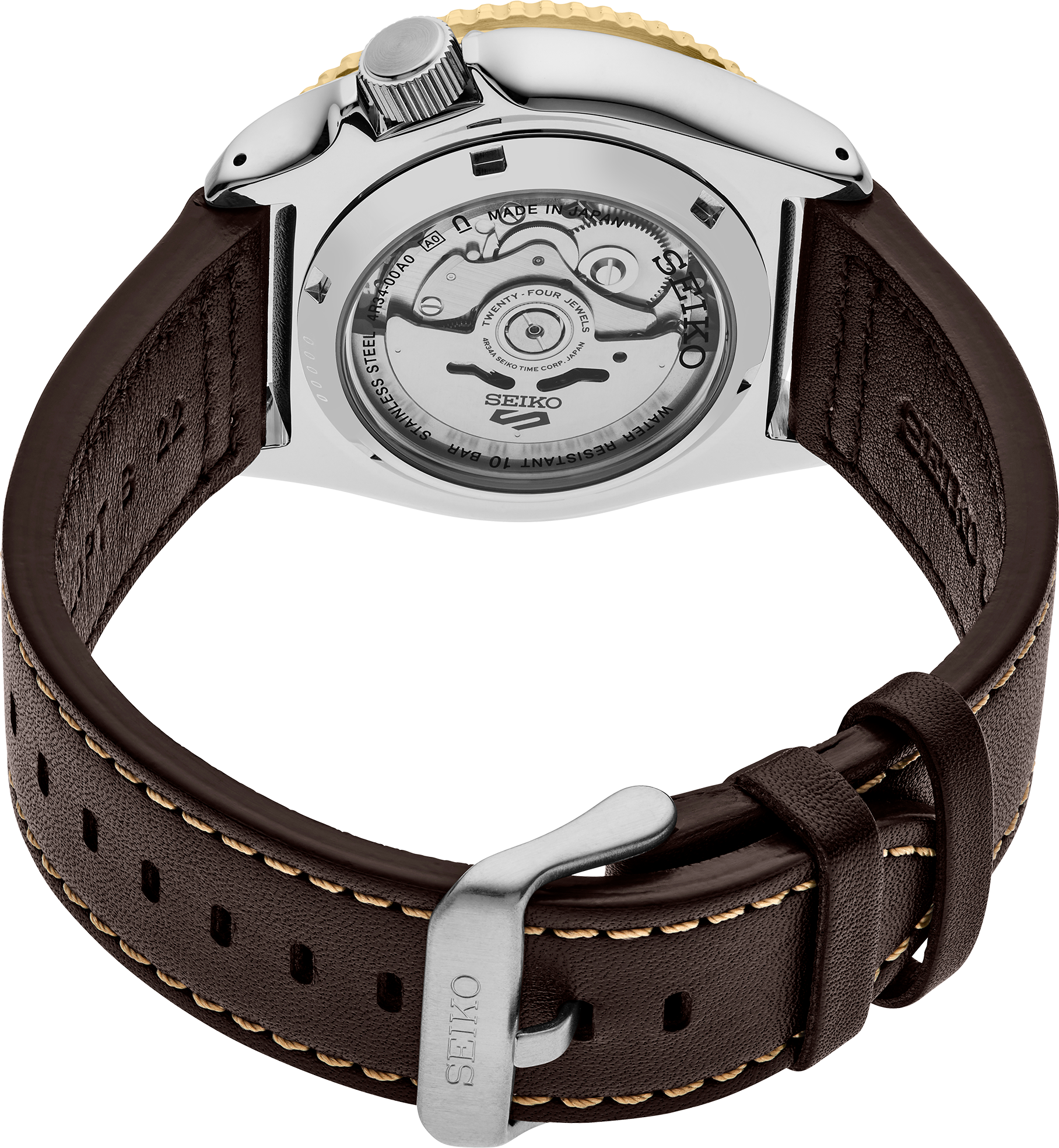 Seiko GMT SSK036 Black Dial Leather Strap Automatic Watch