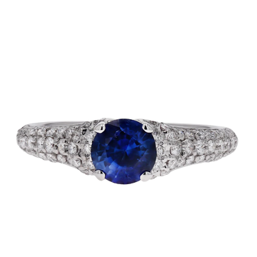 Pave Diamond Gemstone Engagement Ring