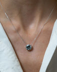 Octagon-Cut Aquamarine and Diamond Halo Pendant Necklace - Skeie's Jewelers