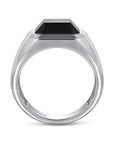 Gabriel & Co. Wide 925 Sterling Silver Signet Ring with Faceted Onyx Stone in Sand Blast Finish - Skeie's Jewelers