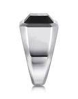 Gabriel & Co. Wide 925 Sterling Silver Signet Ring with Faceted Onyx Stone in Sand Blast Finish - Skeie's Jewelers