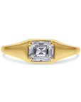 Yellow Gold Emerald-Cut Diamond Bezel Engagement Ring - Skeie's Jewelers