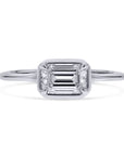 White Gold Emerald-Cut Bezel Engagement Ring - Skeie's Jewelers