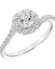 Halo-Accented Swirl Engagement Ring - Skeie's Jewelers