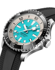 Breitling Superocean Automatic 44mm Turquoise Dial on rubber strap - Three-Quarter View
