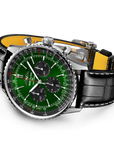 Breitling Navitimer B01 Chronograph 46mm Green Dial on alligator leather strap - Closed Bracelet