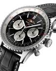 Breitling Navitimer B01 Chronograph 43mm Black Dial on alligator leather strap - Three-Quarter View
