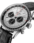 Breitling Navitimer B01 Chronograph 43mm Silver Dial on alligator leather strap - Three-Quarter View