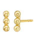 A pair of Royal Chain 14k gold post stud earrings (Reference E17406) showcasing a linear bar design composed of small, high-polish interconnected gold beads, featuring a standard straight friction post backing.