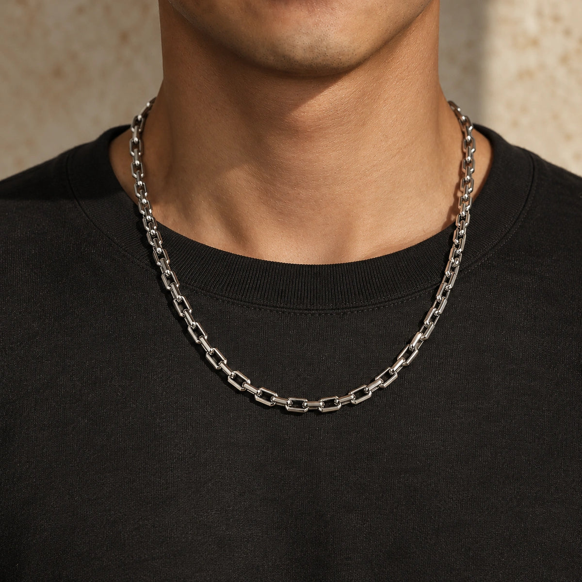 Sterling Silver Men's Faceted Chain
