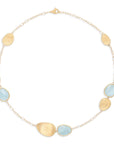 Marco Bicego Lunaria Color 18K Gold and Aquamarine Station Necklace - Skeie's Jewelers