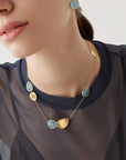 Marco Bicego Lunaria Color 18K Gold and Aquamarine Station Necklace - Skeie's Jewelers