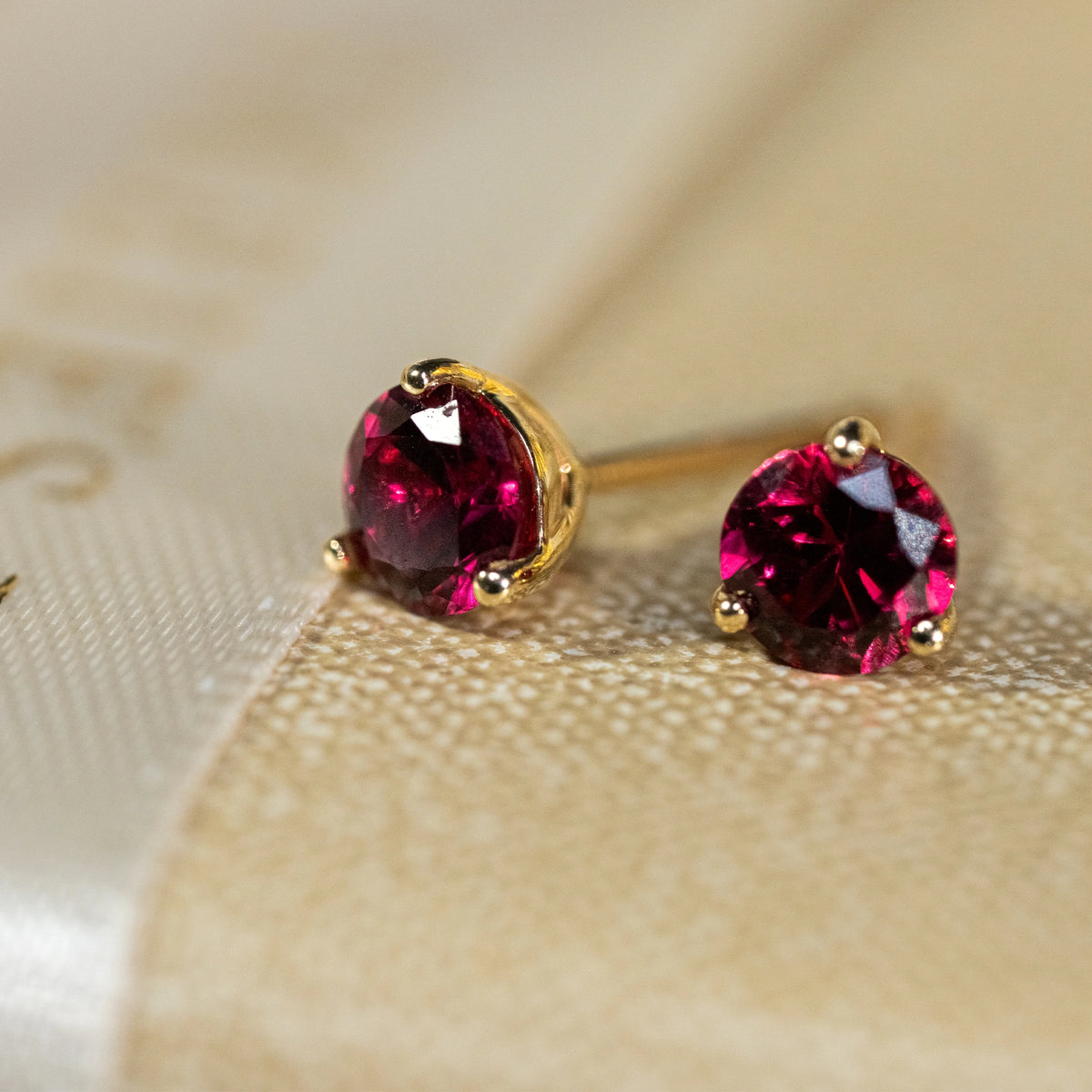 Yellow Gold Ruby Studs