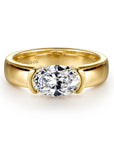 Gabriel & Co. 14K Yellow Gold Half Bezel East West Diamond Engagement Ring - Skeie's Jewelers