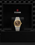 TUDOR Royal 34mm Chocolate Brown Roman Dial Steel and Yellow Gold Case- M28403-0008 - Skeie's Jewelers
