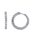 white gold diamond hoops on side view