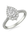 Frederick Goldman Pear Shaped Halo Engagement Ring with Side Stones