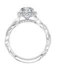 Diamond Halo Twisted Shank 14k White Gold Engagement Ring Side