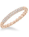 Pave Diamond Beaded Rose Gold Band Ring by Frederick Goldman