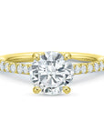 Diamond Shared Prong Engagement Ring Comfort Fit by Precision Set Yellow Gold Front