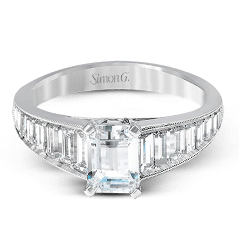 Simon G Double Row Pave Engagement Ring