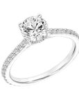Classic Diamond Engagement Ring with Sidestones by Frederick Goldman Angle