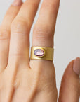 Petra Class Yellow Gold Oval Pink Sapphire Wide Band