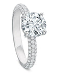 Round Diamond Rounded Pave Diamond Engagement Ring Angle