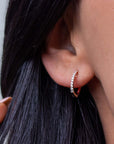 Roberto Coin Huggy Earrings with Micropave Diamonds Modeled