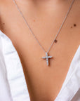 Roberto Coin Diamond Cross Pendant - Large Modeled