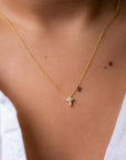 Roberto Coin Cross Pendant Necklace - Tiny Treasures Yellow Gold Modeled