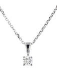 Solitaire Diamond Necklace Pendant in White Gold