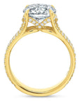 Tri-Shank Round Diamond Engagement Ring Split Gallery Yellow gold
