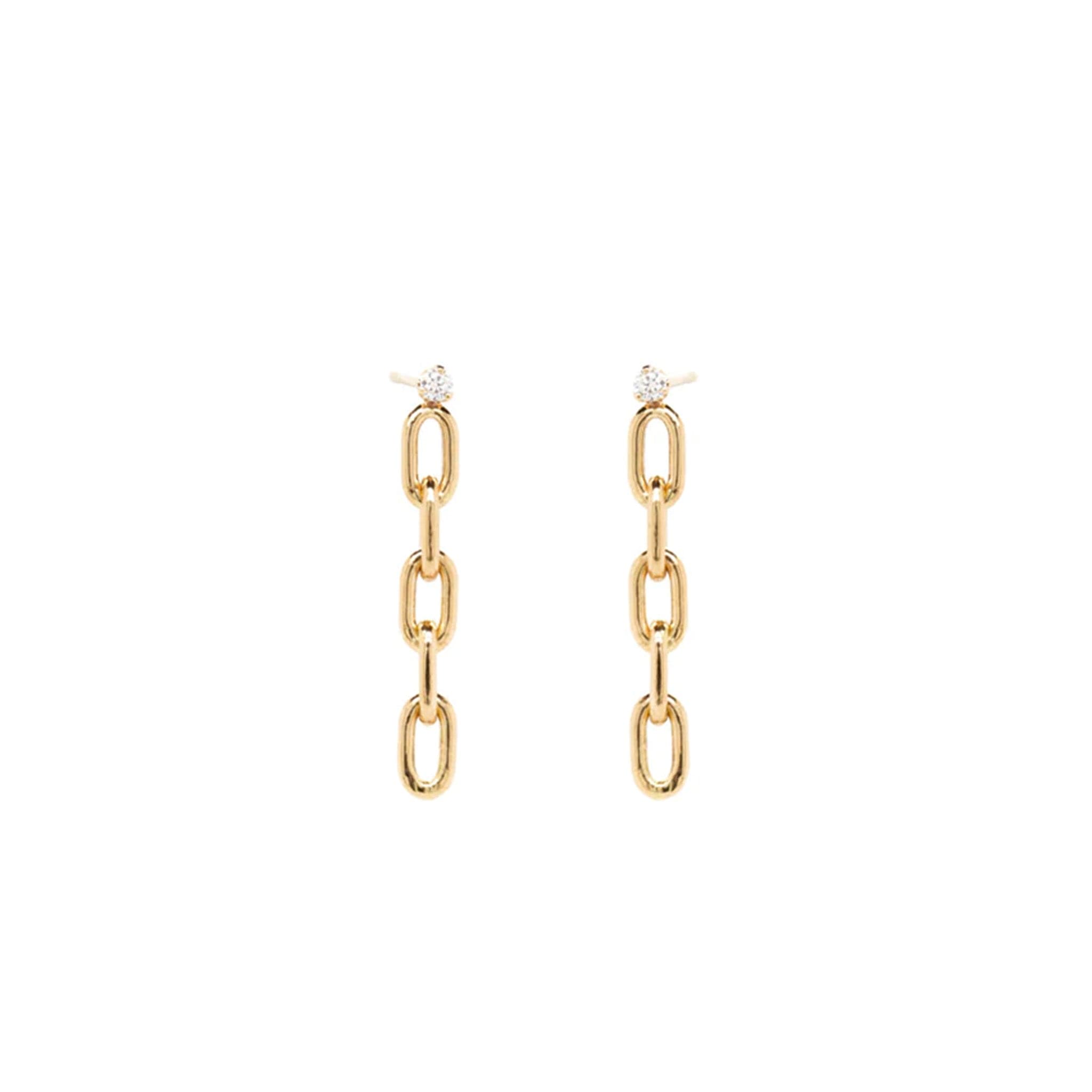 Zoe Chicco Yellow Gold Small Chain Diamond Dangle Earrings