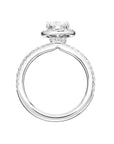Round Diamond Halo Sidestone Engagement Ring in White Gold Halo