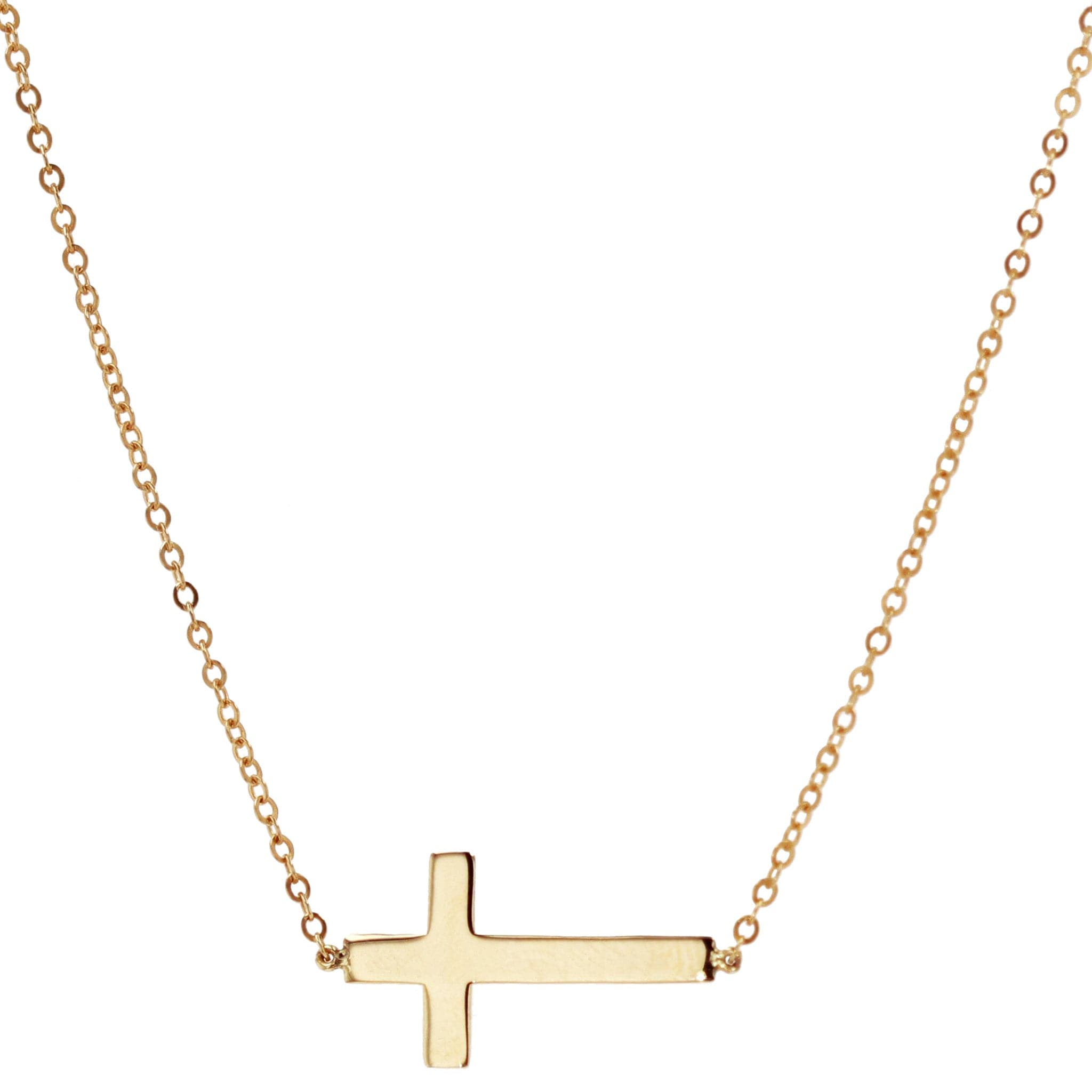 Yellow Gold Sideways Cross Pendant Necklace | Skeie's Jewelers