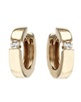 Single Diamond Yellow Gold Wide Huggie Hoop Earrings by Breuning