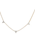 Roberto Coin Diamond Flower Station Necklace Three Yellow Gold