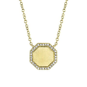 Yellow Gold Diamond Octagon Pendant Necklace by Shy Creation