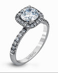 Prong Set .48ctw Diamond Halo Engagement Ring by Simon G Square