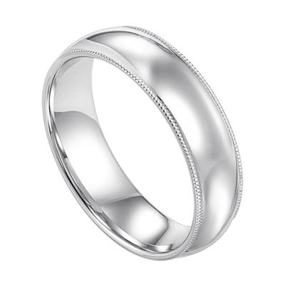 Low-Dome Satin Finish Men's Band with Milgrain Edges - Skeie's Jewelers