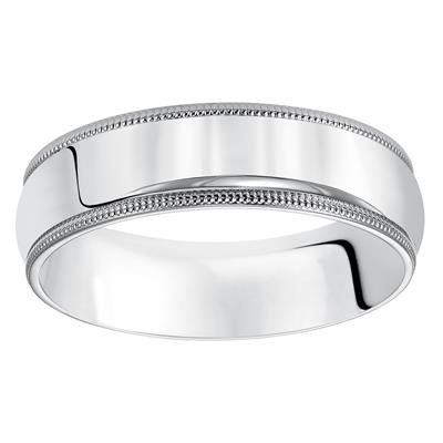 Low-Dome Satin Finish Men's Band with Milgrain Edges - Skeie's Jewelers