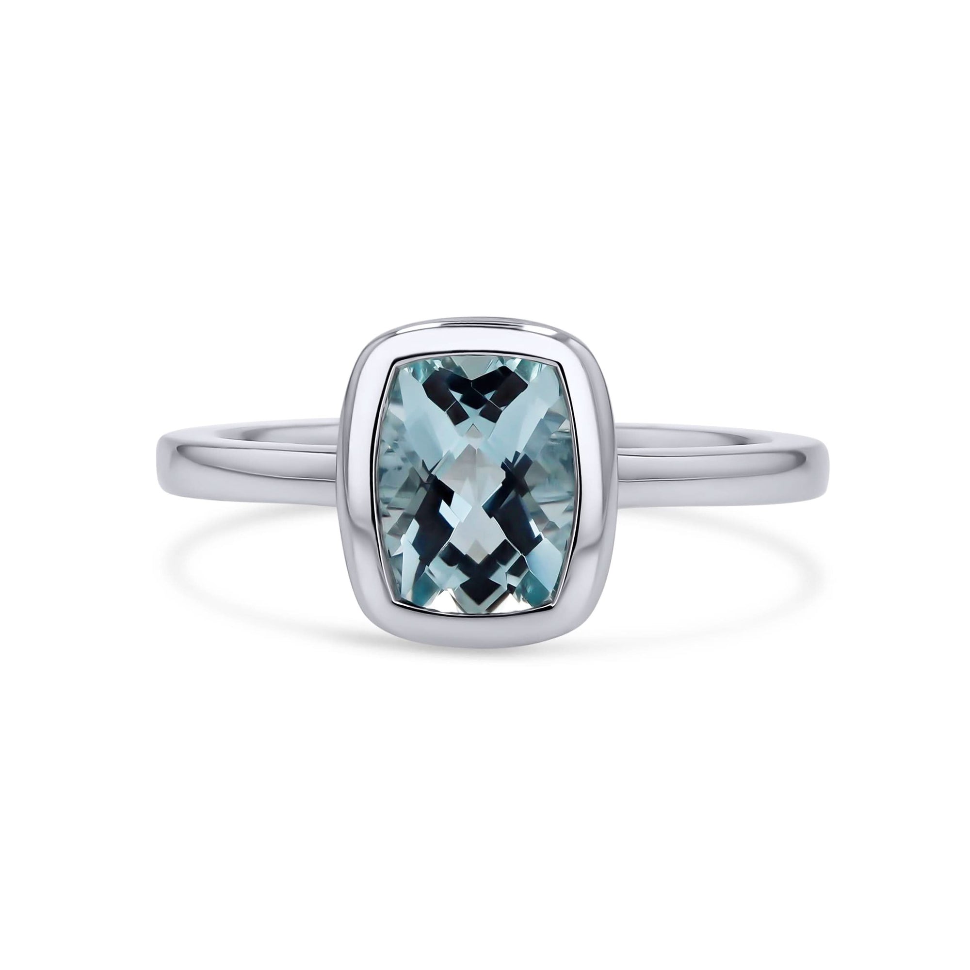 Aquamarine White Gold Bezel-Set Ring - Skeie's Jewelers