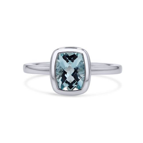 Aquamarine White Gold Bezel-Set Ring - Skeie's Jewelers