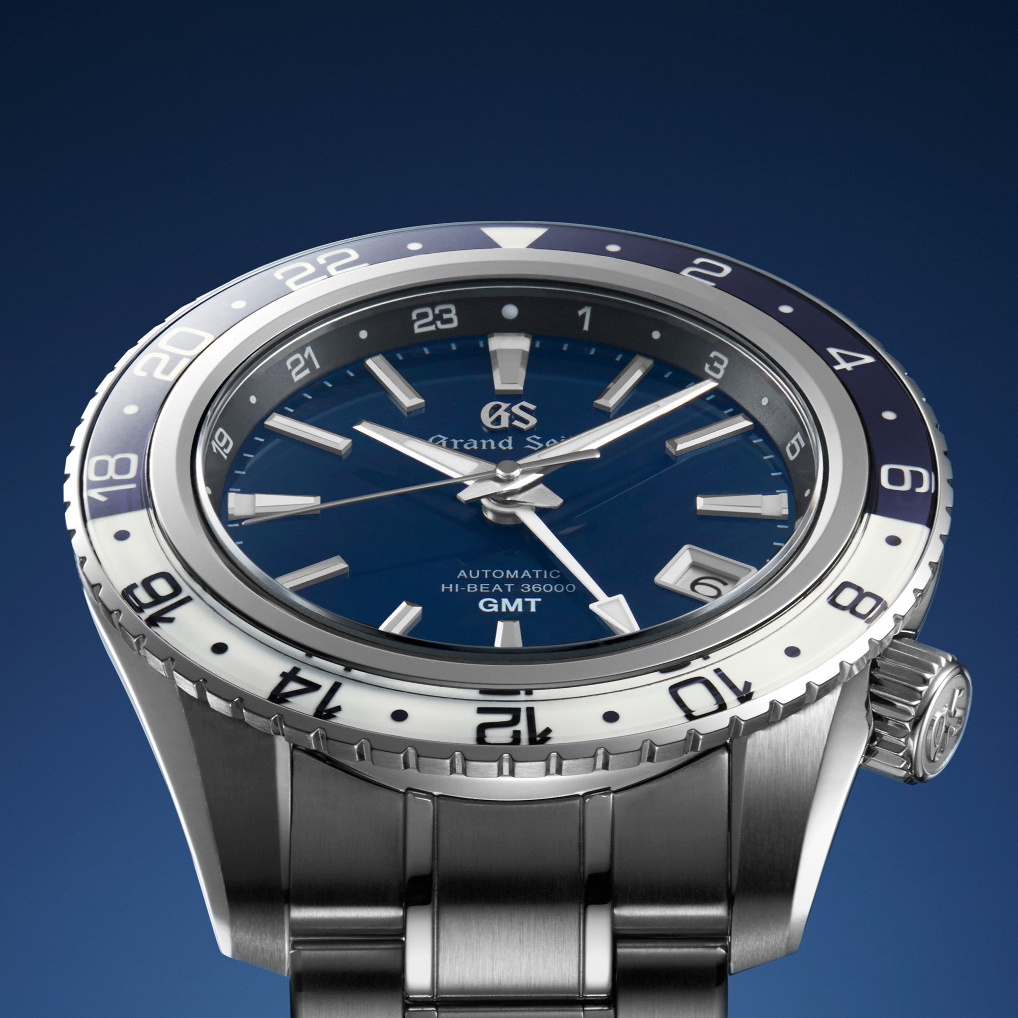 Grand Seiko SBGJ237 Blue and White GMT Hi-Beat Watch - Skeie's Jewelers
