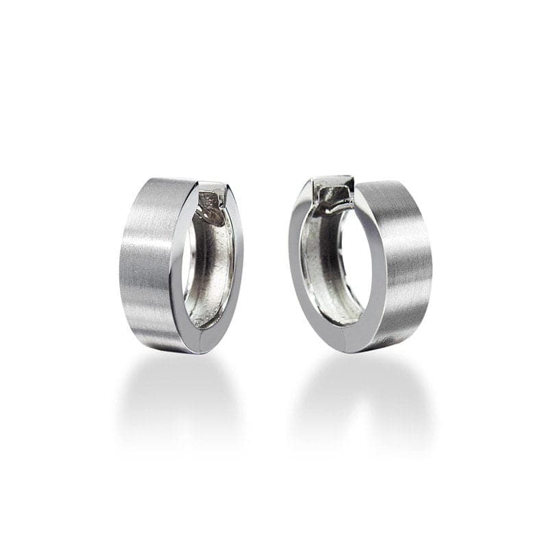 Breuning 14k White Gold Satin Huggie Hoop Earrings - Skeie's Jewelers