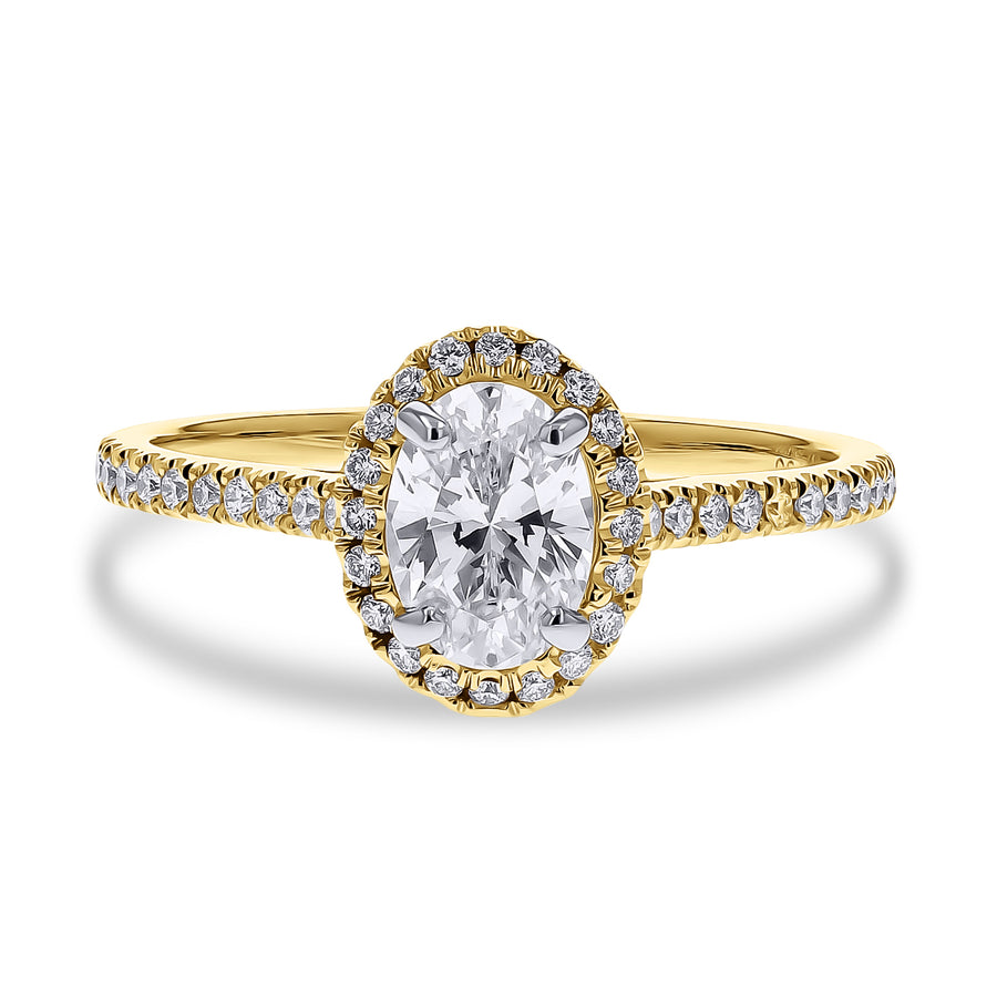 The Diamond Studded Oval Halo Ring